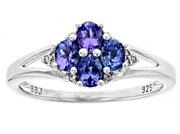 Picture of Blue Tanzanite Platinum Over Sterling Silver Ring 0.60ctw