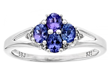 Blue tanzanite rhodium over sterling silver ring 1.70ctw - GYH064 