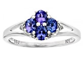 Blue Tanzanite Platinum Over Sterling Silver Ring 0.60ctw