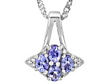 Tanzanite Rhodium Over Sterling Silver Pendant With Chain 0.70ctw