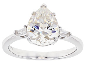 White Strontium Titanate Rhodium Over Sterling Silver Ring 3.80ctw