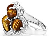 Brown Tigers Eye Rhodium Over Sterling Silver Ring