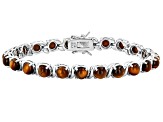 Brown Tigers Eye Rhodium Over Sterling Silver Bracelet