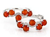 Carnelian Rhodium Over Sterling Silver Hoop Earrings