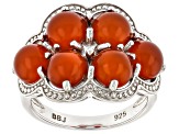 Carnelian Rhodium Over Sterling Silver Ring