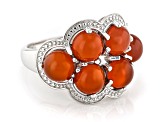 Carnelian Rhodium Over Sterling Silver Ring