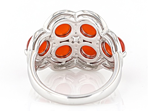 Carnelian Rhodium Over Sterling Silver Ring