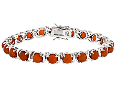 Carnelian Rhodium Over Sterling Silver Bracelet