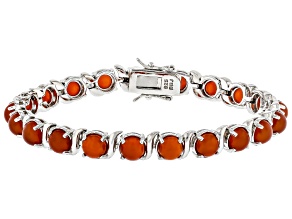 Carnelian Rhodium Over Sterling Silver Bracelet