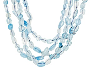Blue Free-Form Brazilian Aquamarine Rhodium Over Sterling Silver Necklace