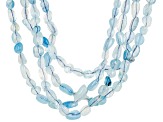 Free-Form Brazilian Aquamarine Rhodium Over Sterling Silver Necklace