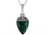 Green Malachite Sterling Silver Solitaire Pendant With Chain