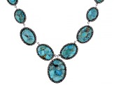 Blue Composite Turquoise With Marcasite Sterling Silver Necklace