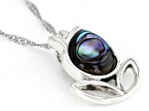 Abalone Shell Rhodium Over Sterling Silver Pendant with Chain