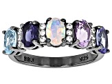 Multicolor Multi-Gem Black Rhodium Over Sterling Silver Ring 1.77ctw ...