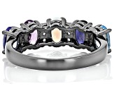 Multicolor Multi-Gem Black Rhodium Over Sterling Silver Ring 1.77ctw