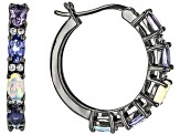 Multicolor Multi-Gem Black Rhodium Over Sterling Silver Hoop Earrings 2.16ctw