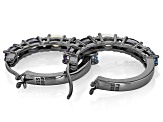 Multicolor Multi-Gem Black Rhodium Over Sterling Silver Hoop Earrings 2.16ctw