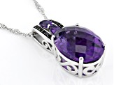 Purple amethyst sterling silver pendant with chain 7.44ctw