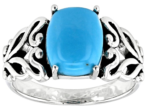Blue Sleeping Beauty Turquoise Sterling Silver Solitaire Ring