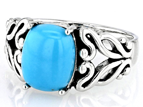 Blue Sleeping Beauty Turquoise Sterling Silver Solitaire Ring