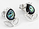 Multicolor Abalone Shell Rhodium Over Sterling Silver Earrings