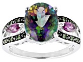 Green Topaz Rhodium Over Sterling Silver Ring 5.17ctw