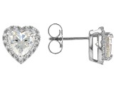 Strontium Titanate Sterling Silver Heart Stud Earrings 3.12ctw