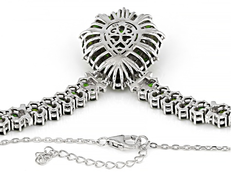 Green chrome diopside rhodium over silver necklace 17.57ctw