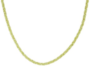 Green Peridot Beaded Rhodium Over Sterling Silver Necklace