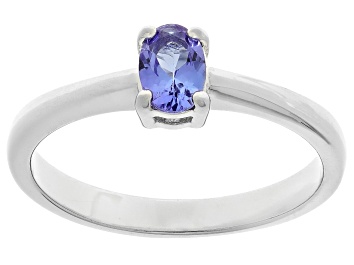 Picture of Blue Tanzanite Rhodium Over Sterling Silver Ring 0.40ct