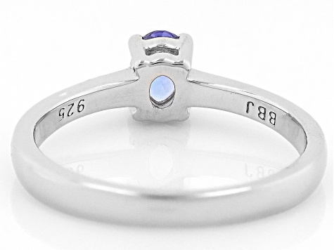 Blue Tanzanite Rhodium Over Sterling Silver Ring 0.40ct - CTB1820 