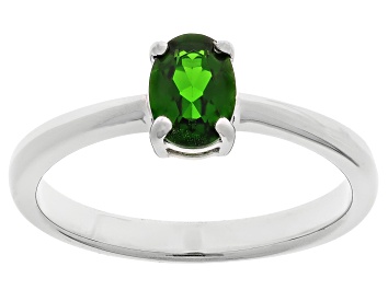Picture of Green Chrome Diopside Rhodium Over Silver Ring .70ct