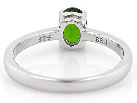 Green Chrome Diopside Rhodium Over Silver Ring .70ct