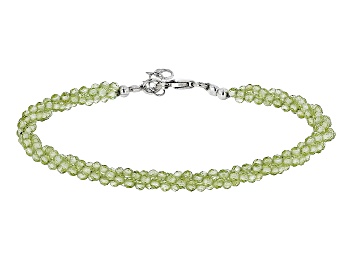 Picture of Green Peridot Beaded Rhodium Over Sterling Silver Bracelet