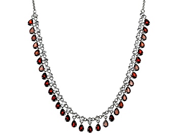Picture of Red Garnet Rhodium Over Sterling Silver Necklace 33.19ctw