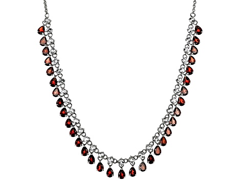 Red Garnet Rhodium Over Sterling Silver Necklace 33.19ctw