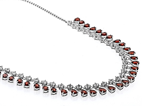 Red Garnet Rhodium Over Sterling Silver Necklace 33.19ctw