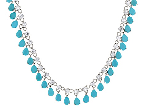 Sleeping Beauty Turquoise Rhodium Over Sterling Silver Necklace 11.50ctw