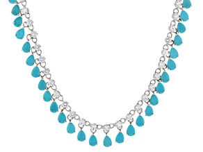 Sleeping Beauty Turquoise Rhodium Over Sterling Silver Necklace 11.50ctw