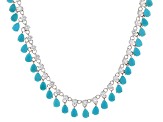 Sleeping Beauty Turquoise Rhodium Over Sterling Silver Necklace 11.50ctw