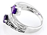 Purple Amethyst Rhodium Over Sterling Silver Bypass Ring 1.36ctw