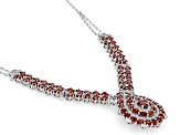 Red Garnet Rhodium Over Sterling Silver Necklace 16.93ctw