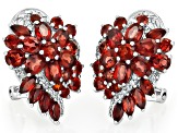 Red Garnet Rhodium Over Sterling Silver Earrings 5.02ctw
