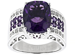 Purple Amethyst  Rhodium Over Sterling Silver Ring 4.87ctw