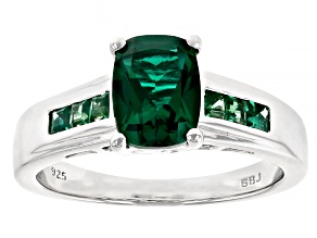 Green Lab Created Emerald Rhodium Over Sterling Silver Ring 1.44ctw