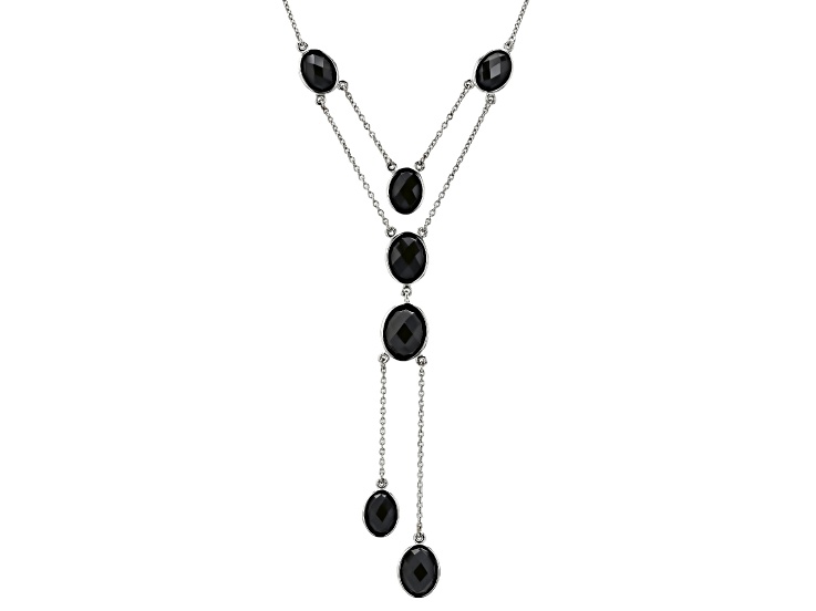 Black Spinel Rhodium Over Sterling Silver Necklace 14.58ctw