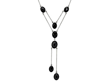 Picture of Black Spinel Rhodium Over Sterling Silver Necklace