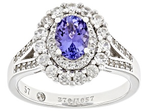 Blue Tanzanite Rhodium Over Sterling Silver Ring With Jewelry Box 1.61ctw