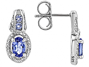 Blue Tanzanite Rhodium Over Sterling Silver Earring 0.94ctw